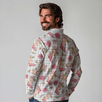 Gray Paniolo Palaka Hawaiian Cowgirl Christmas Long Sleeve Polo Shirt - Polynesian Pride