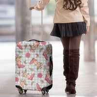 Gray Paniolo Palaka Hawaiian Cowgirl Christmas Luggage Cover - Polynesian Pride
