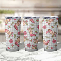 Gray Paniolo Palaka Hawaiian Cowgirl Christmas Tumbler Cup - Polynesian Pride