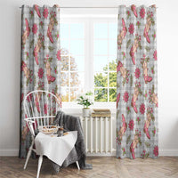 Gray Paniolo Palaka Hawaiian Cowgirl Christmas Window Curtain - Polynesian Pride