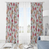Gray Paniolo Palaka Hawaiian Cowgirl Christmas Window Curtain - Polynesian Pride