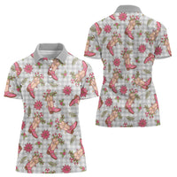 Gray Paniolo Palaka Hawaiian Cowgirl Christmas Women Polo Shirt LT9 - Polynesian Pride