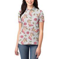 Gray Paniolo Palaka Hawaiian Cowgirl Christmas Women Polo Shirt LT9 - Polynesian Pride