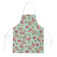 Green Paniolo Palaka Hawaiian Cowgirl Christmas Apron LT9 Green - Polynesian Pride