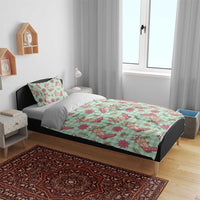 Green Paniolo Palaka Hawaiian Cowgirl Christmas Bedding Set - Polynesian Pride