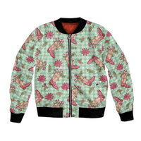 Green Paniolo Palaka Hawaiian Cowgirl Christmas Bomber Jacket LT9 Unisex Green - Polynesian Pride