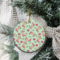 Green Paniolo Palaka Hawaiian Cowgirl Christmas Ceramic Ornament - Polynesian Pride