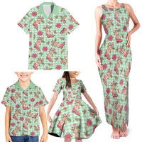 Green Paniolo Palaka Hawaiian Cowgirl Christmas Family Matching Tank Maxi Dress and Hawaiian Shirt LT9 - Polynesian Pride