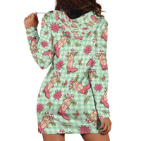 Green Paniolo Palaka Hawaiian Cowgirl Christmas Hoodie Dress LT9 - Polynesian Pride