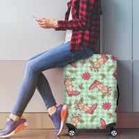 Green Paniolo Palaka Hawaiian Cowgirl Christmas Luggage Cover - Polynesian Pride