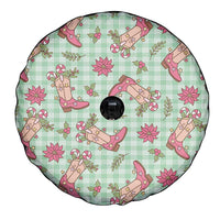 Green Paniolo Palaka Hawaiian Cowgirl Christmas Spare Tire Cover - Polynesian Pride