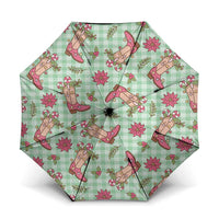 Green Paniolo Palaka Hawaiian Cowgirl Christmas Umbrella LT9 One Size Folded 11.42 inch Opened Diameter 37.4 inch Green - Polynesian Pride