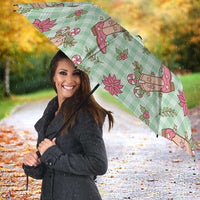 Green Paniolo Palaka Hawaiian Cowgirl Christmas Umbrella LT9 - Polynesian Pride