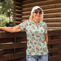Green Paniolo Palaka Hawaiian Cowgirl Christmas Women Polo Shirt LT9 - Polynesian Pride