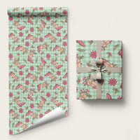 Green Paniolo Palaka Hawaiian Cowgirl Christmas Wrapping Paper - Polynesian Pride