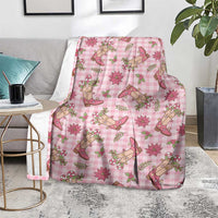 Pink Paniolo Palaka Hawaiian Cowgirl Christmas Blanket - Polynesian Pride
