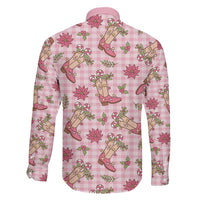 Pink Paniolo Palaka Hawaiian Cowgirl Christmas Family Matching Off Shoulder Short Dress and Hawaiian Shirt LT9 - Polynesian Pride