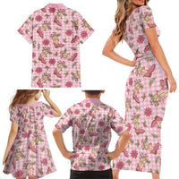 Pink Paniolo Palaka Hawaiian Cowgirl Christmas Family Matching Short Sleeve Bodycon Dress and Hawaiian Shirt LT9 - Polynesian Pride