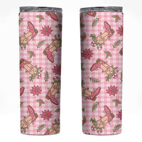 Pink Paniolo Palaka Hawaiian Cowgirl Christmas Skinny Tumbler LT9 Pink - Polynesian Pride