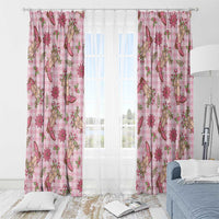 Pink Paniolo Palaka Hawaiian Cowgirl Christmas Window Curtain - Polynesian Pride