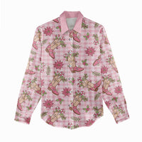 Pink Paniolo Palaka Hawaiian Cowgirl Christmas Women Casual Shirt LT9 - Polynesian Pride