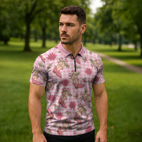 Pink Paniolo Palaka Hawaiian Cowgirl Christmas Zipper Polo Shirt - Polynesian Pride