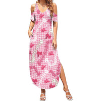 Paniolo Palaka Hawaiian Cowgirl Family Matching Summer Maxi Dress and Hawaiian Shirt LT9 Mom's Dress Pink - Polynesian Pride