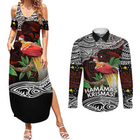 Papua New Guinea Christmas Couples Matching Summer Maxi Dress and Long Sleeve Button Shirt - Polynesian Pride