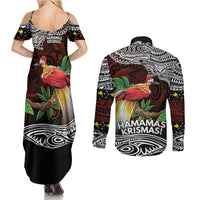 Papua New Guinea Christmas Couples Matching Summer Maxi Dress and Long Sleeve Button Shirt - Polynesian Pride