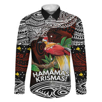 Papua New Guinea Christmas Family Matching Mermaid Dress and Hawaiian Shirt LT9 Dad's Shirt - Long Sleeve Black - Polynesian Pride