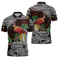 Papua New Guinea Christmas Zipper Polo Shirt - Polynesian Pride
