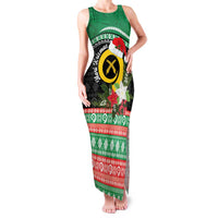 Vanuatu Pig's Tusk Meri Krismas! Family Matching Tank Maxi Dress and Hawaiian Shirt Vanuatuan Sand Drawing Pattern LT9 Mom's Dress Green - Polynesian Pride