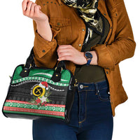 Vanuatu Pig's Tusk Meri Krismas! Shoulder Handbag Vanuatuan Sand Drawing Pattern - Polynesian Pride
