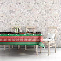 Vanuatu Pig's Tusk Meri Krismas! Tablecloth Vanuatuan Sand Drawing Pattern - Polynesian Pride