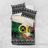 Vanuatu Pig's Tusk Meri Krismas! Bedding Set Vanuatuan Ancient Art Spirit LT9 US Twin 172cm x 218cm Black - Polynesian Pride