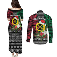 Vanuatu Pig's Tusk Meri Krismas! Couples Matching Puletasi and Long Sleeve Button Shirt Vanuatuan Ancient Art Spirit - Polynesian Pride