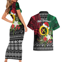 Vanuatu Pig's Tusk Meri Krismas! Couples Matching Short Sleeve Bodycon Dress and Hawaiian Shirt Vanuatuan Ancient Art Spirit LT9 - Polynesian Pride