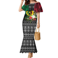 Vanuatu Pig's Tusk Meri Krismas! Family Matching Mermaid Dress and Hawaiian Shirt Vanuatuan Ancient Art Spirit LT9 Mom's Dress Black - Polynesian Pride