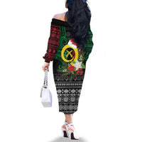 Vanuatu Pig's Tusk Meri Krismas! Family Matching Off The Shoulder Long Sleeve Dress and Hawaiian Shirt Vanuatuan Ancient Art Spirit LT9 - Polynesian Pride