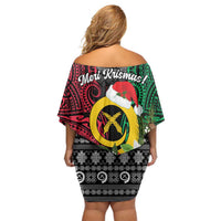 Vanuatu Pig's Tusk Meri Krismas! Family Matching Off Shoulder Short Dress and Hawaiian Shirt Vanuatuan Ancient Art Spirit LT9 - Polynesian Pride