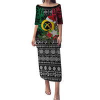 Vanuatu Pig's Tusk Meri Krismas! Family Matching Puletasi and Hawaiian Shirt Vanuatuan Ancient Art Spirit LT9 Mom's Dress Black - Polynesian Pride