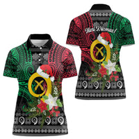 Vanuatu Pig's Tusk Meri Krismas! Women Polo Shirt Vanuatuan Ancient Art Spirit LT9 - Polynesian Pride