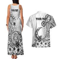 Ia Orana Tahiti Personalised Couples Matching Tank Maxi Dress and Hawaiian Shirt French Polynesia Hook Tattoo Special White Color LT9