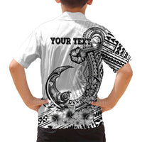 Ia Orana Tahiti Personalised Family Matching Long Sleeve Bodycon Dress and Hawaiian Shirt French Polynesia Hook Tattoo Special White Color LT9 - Polynesian Pride