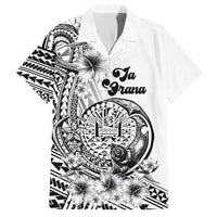 Ia Orana Tahiti Personalised Family Matching Off Shoulder Long Sleeve Dress and Hawaiian Shirt French Polynesia Hook Tattoo Special White Color LT9 Dad's Shirt - Short Sleeve White - Polynesian Pride