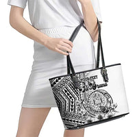 Ia Orana Tahiti Personalised Leather Tote Bag French Polynesia Hook Tattoo Special White Color LT9