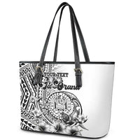 Ia Orana Tahiti Personalised Leather Tote Bag French Polynesia Hook Tattoo Special White Color LT9