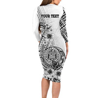 Ia Orana Tahiti Personalised Long Sleeve Bodycon Dress French Polynesia Hook Tattoo Special White Color LT9