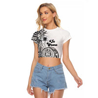 Ia Orana Tahiti Personalised Raglan Cropped T Shirt French Polynesia Hook Tattoo Special White Color LT9