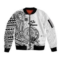 Ia Orana Tahiti Personalised Sleeve Zip Bomber Jacket French Polynesia Hook Tattoo Special White Color LT9